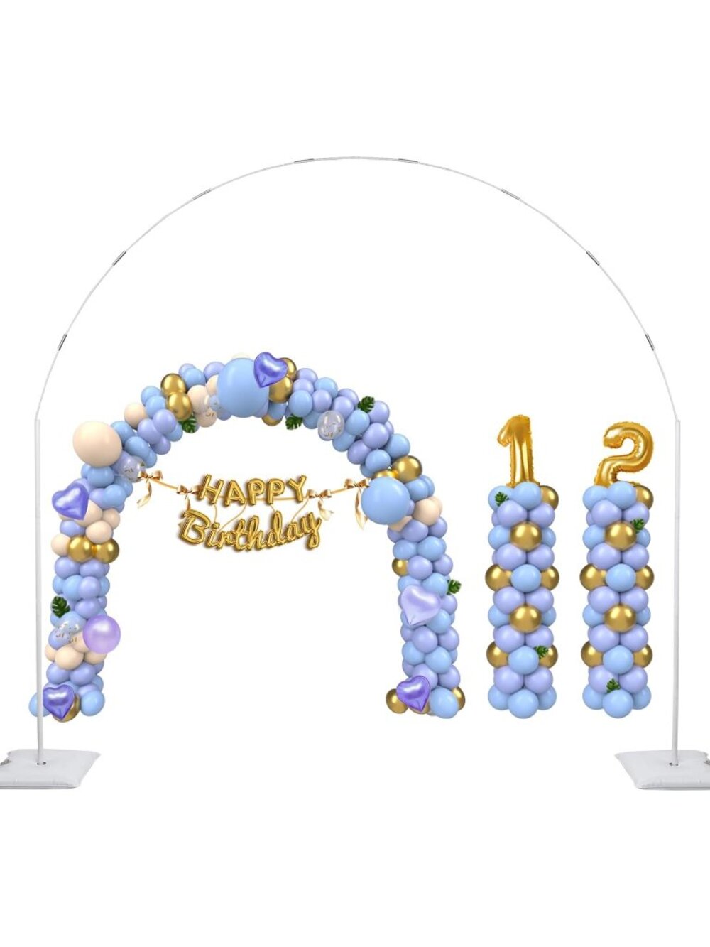 New Balloon Arch Stand Kit, 2IN1 Metal Balloon Column Arch